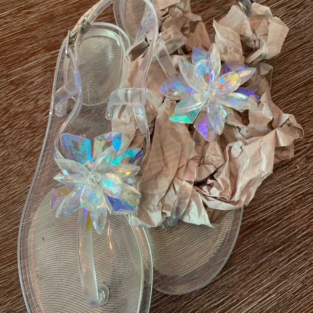 Iridescent Flower Jelly Sandals size 40. USA size 10